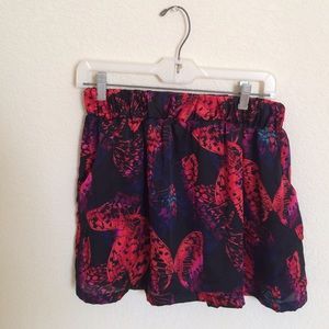 red black purple butterfly print skirt