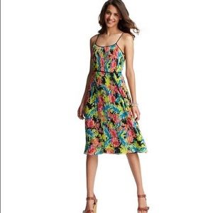 Ann Taylor Loft Floral Pleated Chiffon Dress
