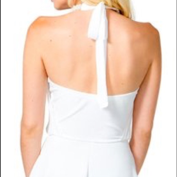 Pleat Pearl Flare White Dress - Picture 4 of 4