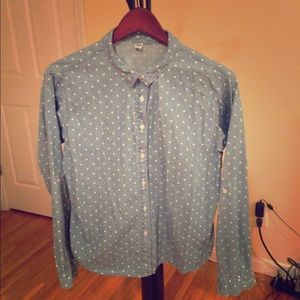 Uniqlo Polka Dot Light Denim Button Down