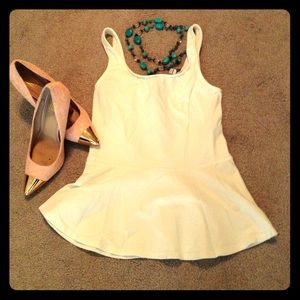 Express white peplum top. Like new.