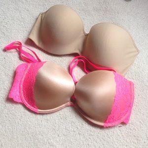 Two strapless bras