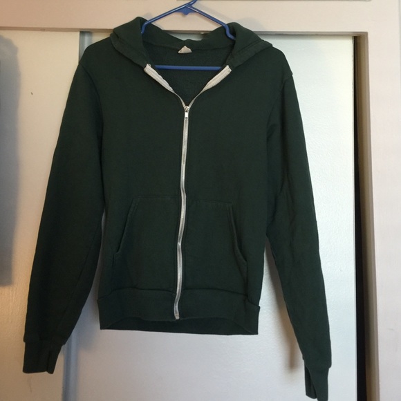 AA forest green hoodie with no drawstring