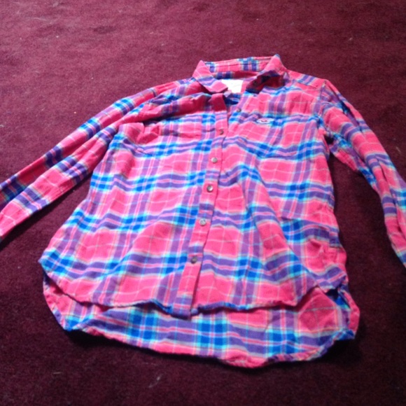 Hollister pink plaid button down