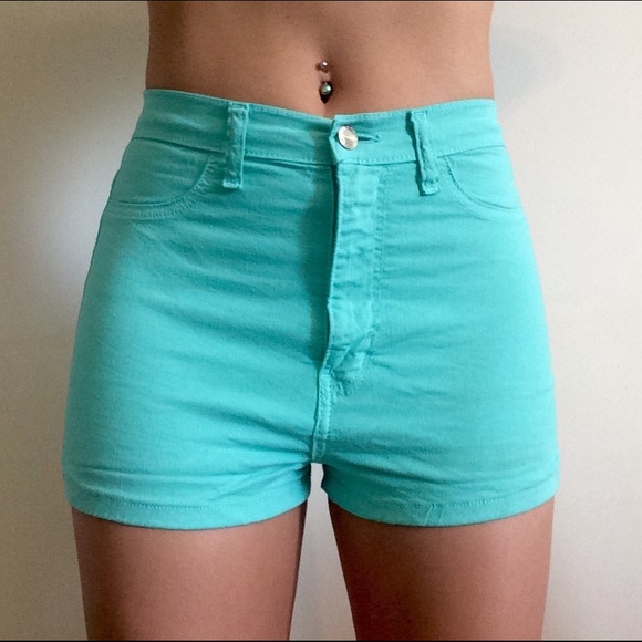 Vibrant Pants - Teal high waisted shorts