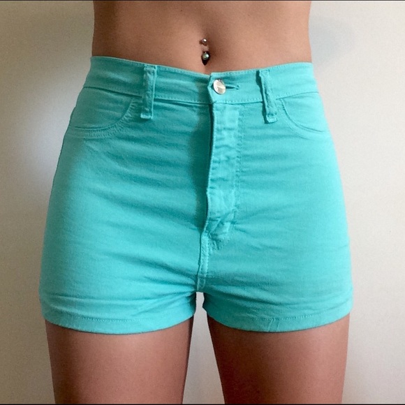 teal high waisted shorts