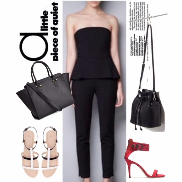 Zara Dresses & Skirts - Zara Peplum Black Jumpsuit XS