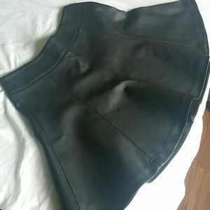 High waisted leather skater skirt
