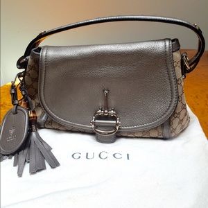 Authentic Gucci Techno Horsebit Shoulder Flap Bag