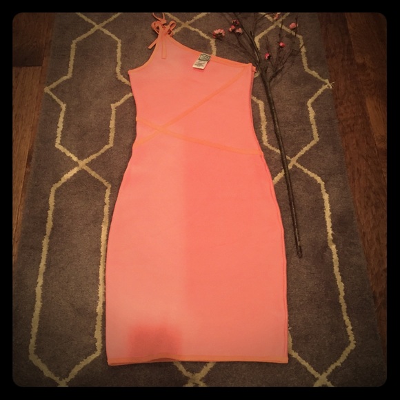 Herve Leger One-Shoulder Bandage Dress