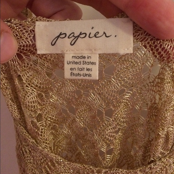 Gold metallic weave sheer tank top - Picture 2 of 4
