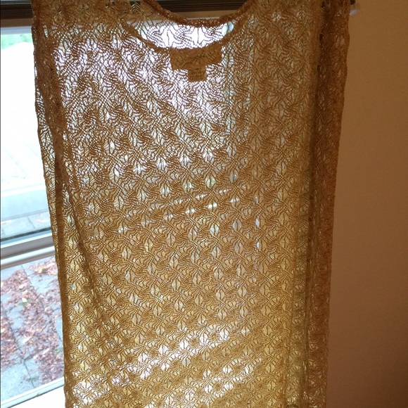 Gold metallic weave sheer tank top - Picture 3 of 4