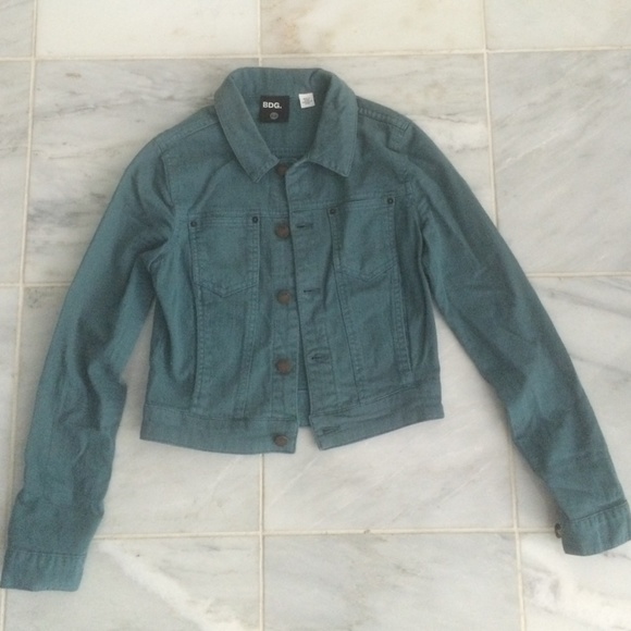 Turquoise colored jean jacket