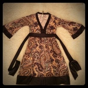 Brown Paisley Kimono Dress
