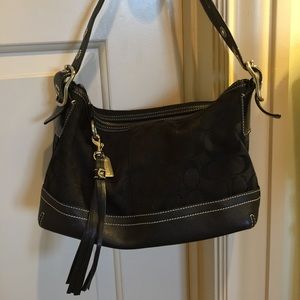 Authentic black leather letter coach purse