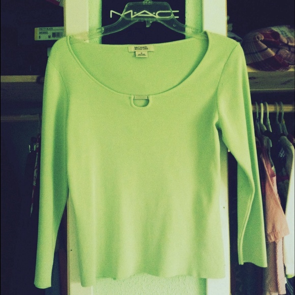 Michael Kors Long Sleeve Silk Mint Green Top