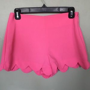Neon Pink Scallop Shorts