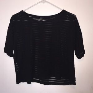 Black striped crop top