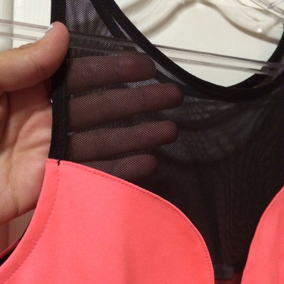 Coral peplum top with mesh top/straps - Picture 2 of 3