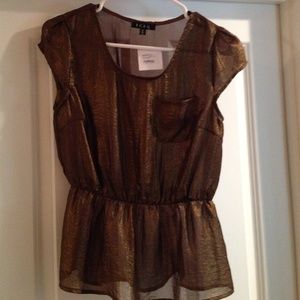Bronze sheer peplum top