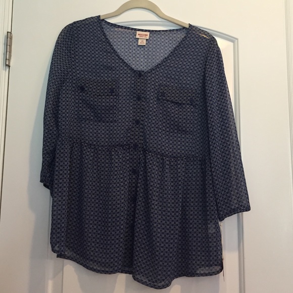 Mossimo Blue Flower Sheer Shirt