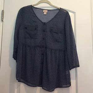 Mossimo Blue Flower Sheer Shirt