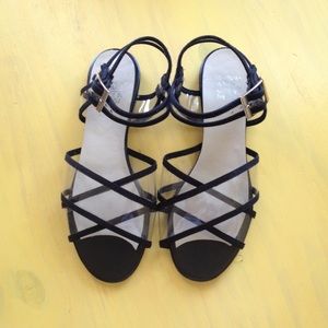 American Apparel Clear/Black Strappy Sandals