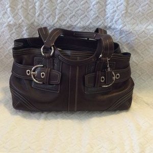 **SALE**Coach Dark Brown Leather Shoulder Satchel