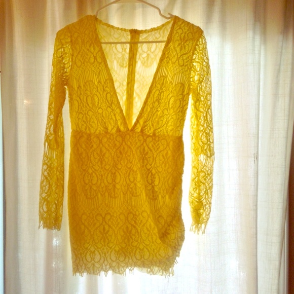 Never worn yellow lace mini dress