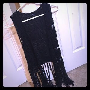 Black fringed Francesca's vest