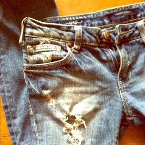 RESERVED! Medium Wash Destroyed Straight Jeans