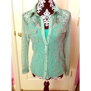 American Rag Lace Button Up Shirt & Cami Bundle