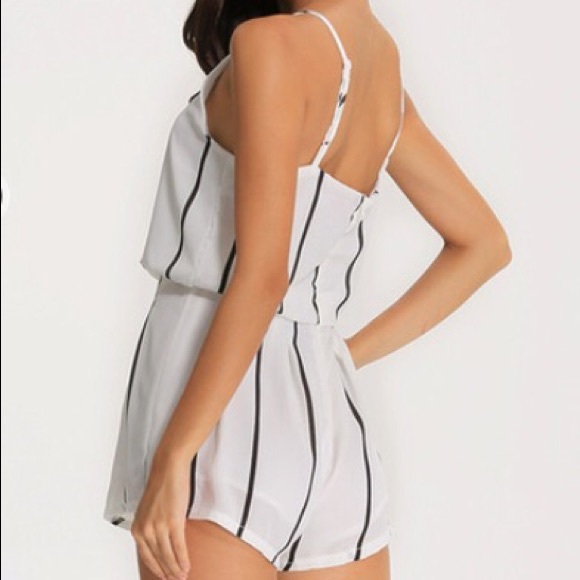 Small Black and White Striped Women's Romper