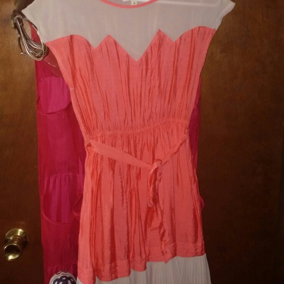 Ya Los Angeles Coral and Nude Dress. Size S