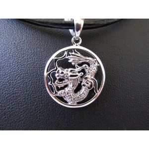 925 Sterling Silver Round Dragon Pendant