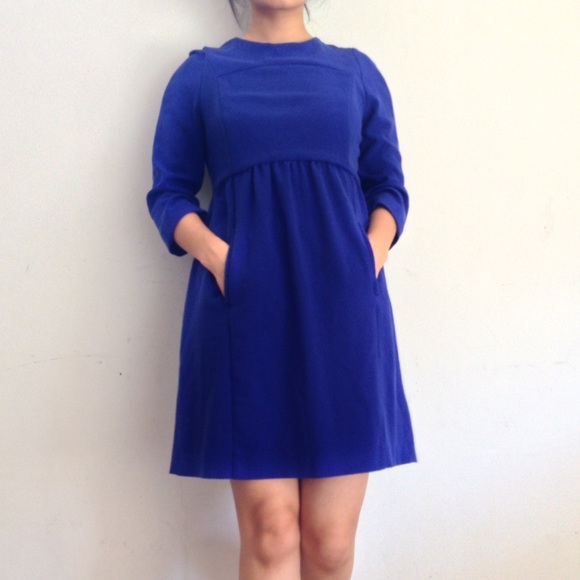 Zara basic blue 3/4 sleeve dress