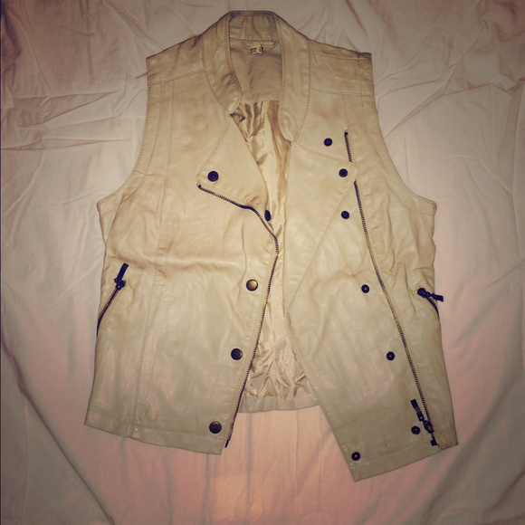 Cream faux leather vest