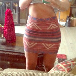 High waisted tribal mini skirt