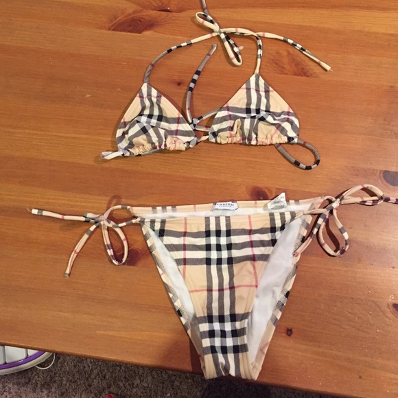 orange burberry bikini