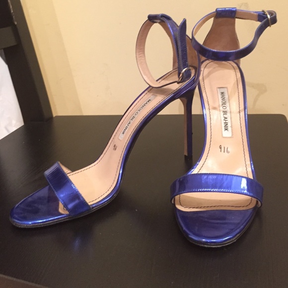 Manolo Blahnik Blue Specchio Chaos Sandals 4in