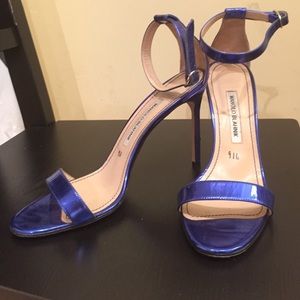 Manolo Blahnik Blue Specchio Chaos Sandals 4in