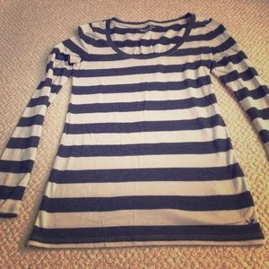 American Eagle Gray and Black Striped Shirt