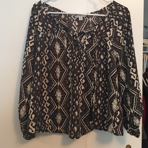 Black and white patterned blouse