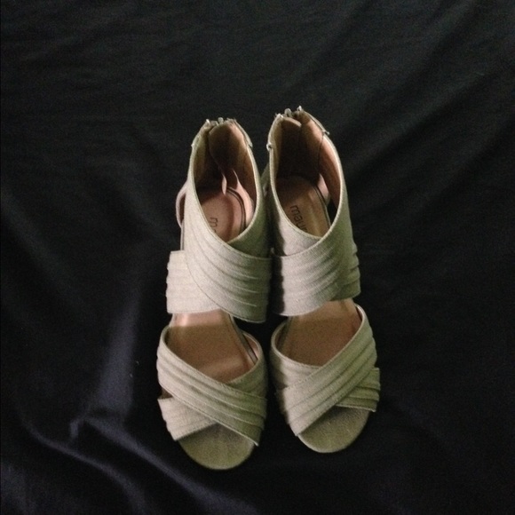 Olive green strapped wedges