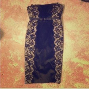 Black and Tan Lace Formal Tadashi Wiggle Dress