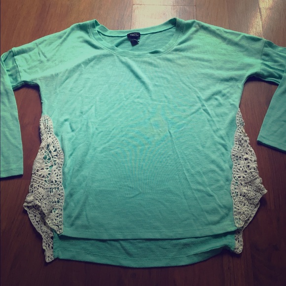 Crochet sides Mint Green Sweater