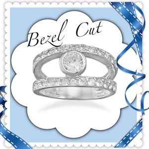 Bezel Cut CZ Double Row Ring