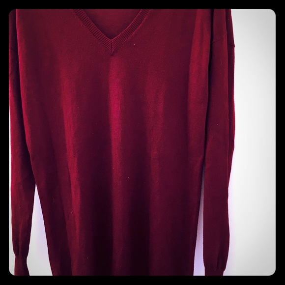 Aritzia Babaton Burgundy V-neck tunic sweater
