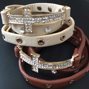 Bundles! Ivory and brown cross bracelet