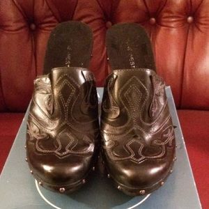 NineWest "Luzio" Western Cowboy Clog, Sz9.5, Black